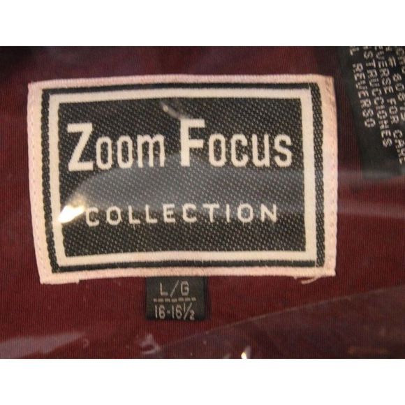 Zoom Focus Collection Mexican Western Embroidered Maroon Shirt Sz Large 16 New - Picture 13 of 14